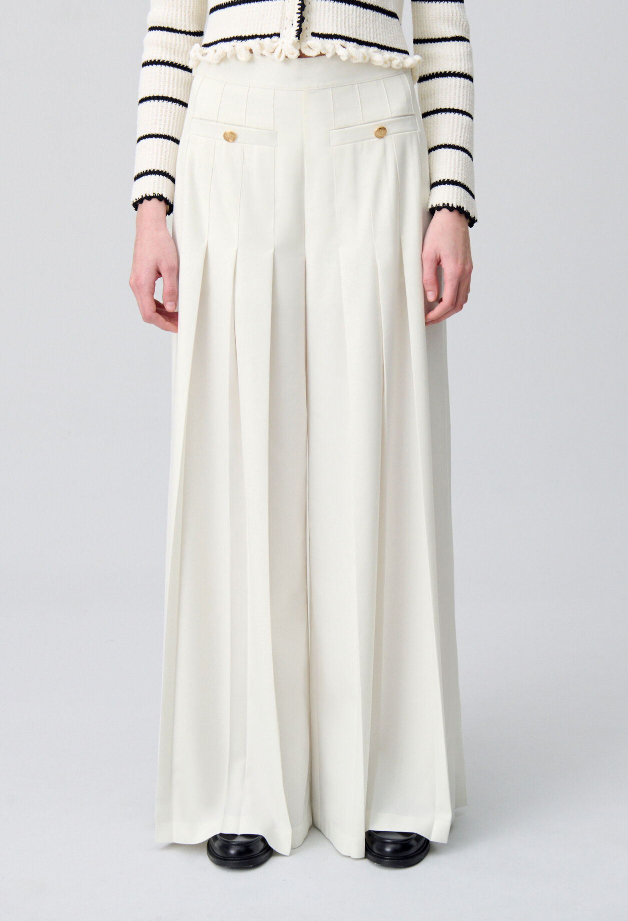 Pleated Wide-Leg Trousers
