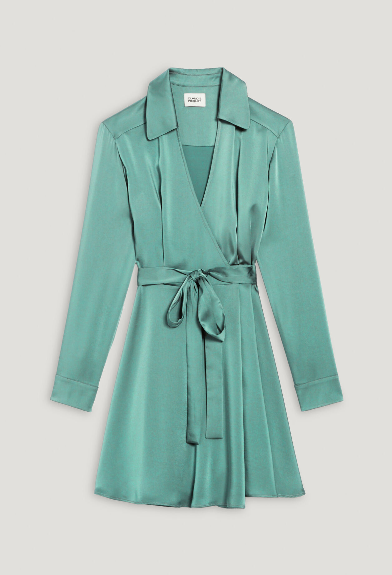 Short green wrapover dress