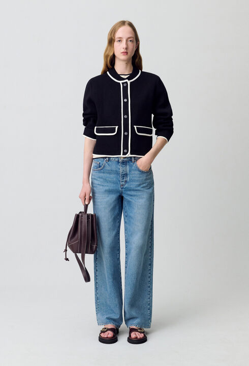 Cardigan épais bicolore