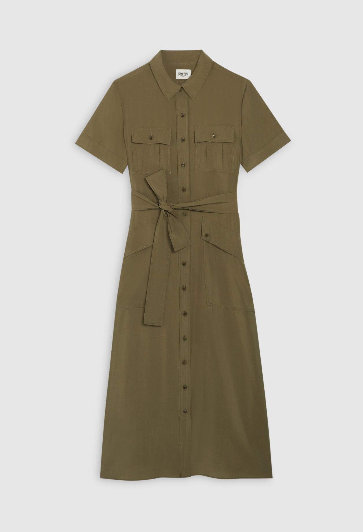 Robe midi fluide manches courtes 