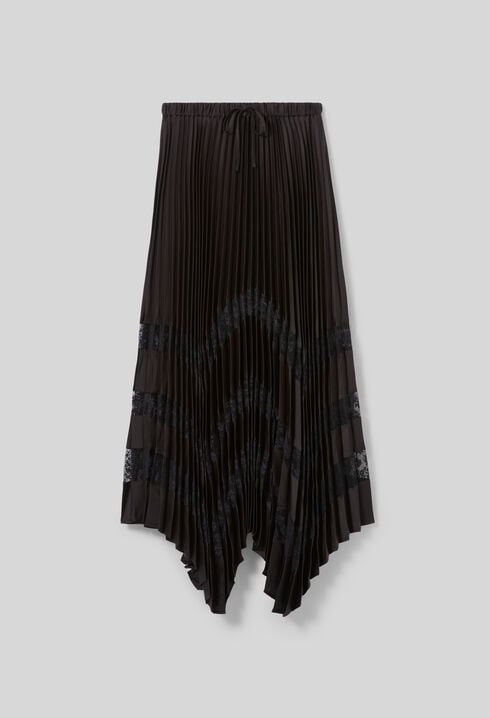 Jupe satin dentelle plissée