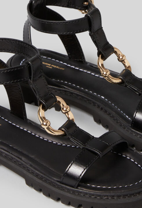 Sandales cuir anneau doré