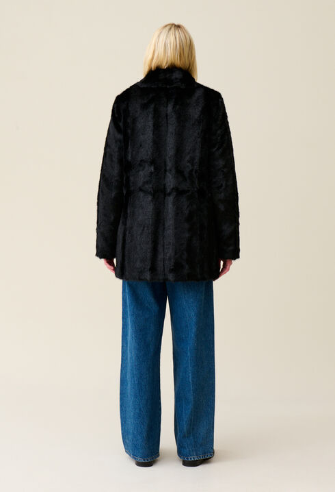 Manteau fausse fourrure noir