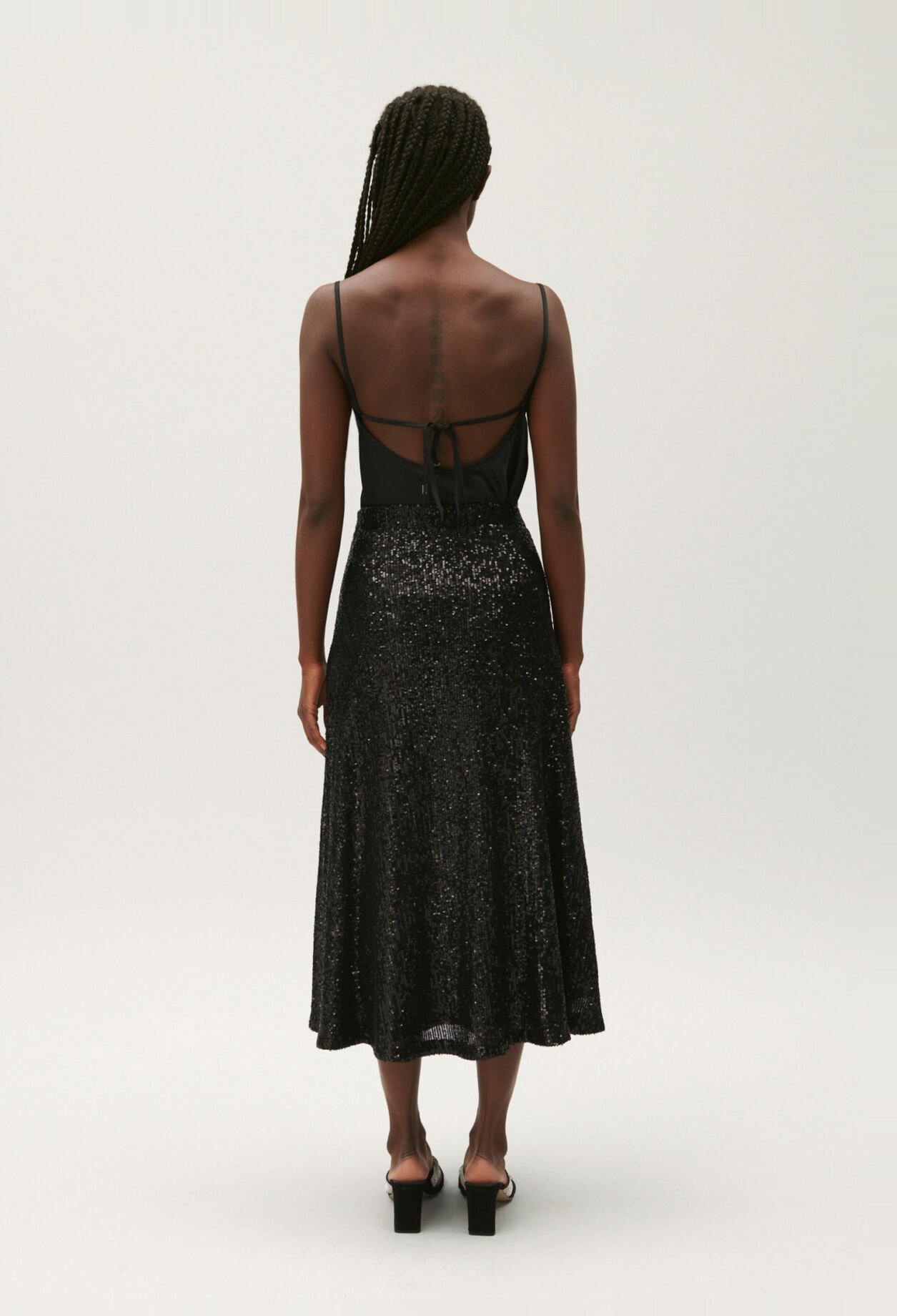 Black midi skirt with sequins