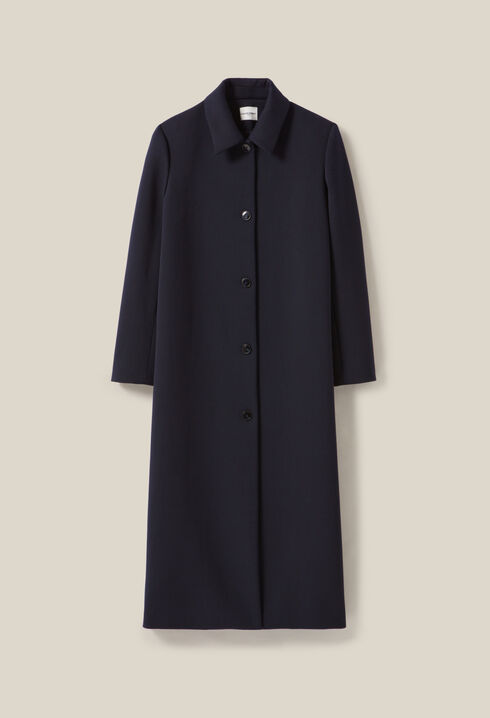 Manteau long coupe droite bleu
