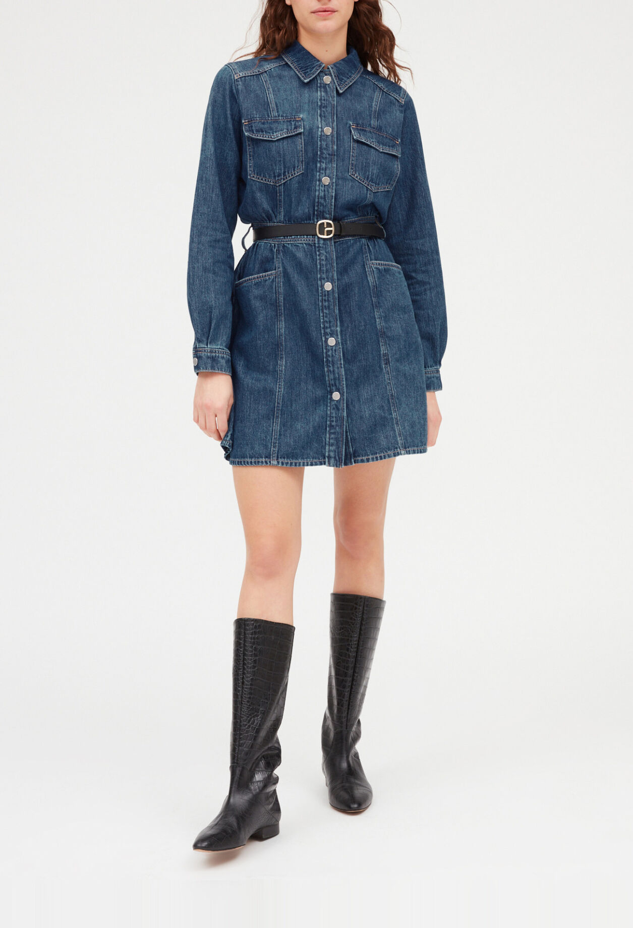 Kurzes Jeanskleid in Mid Blue