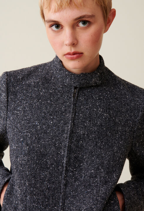 Grey short mixed wool jacket