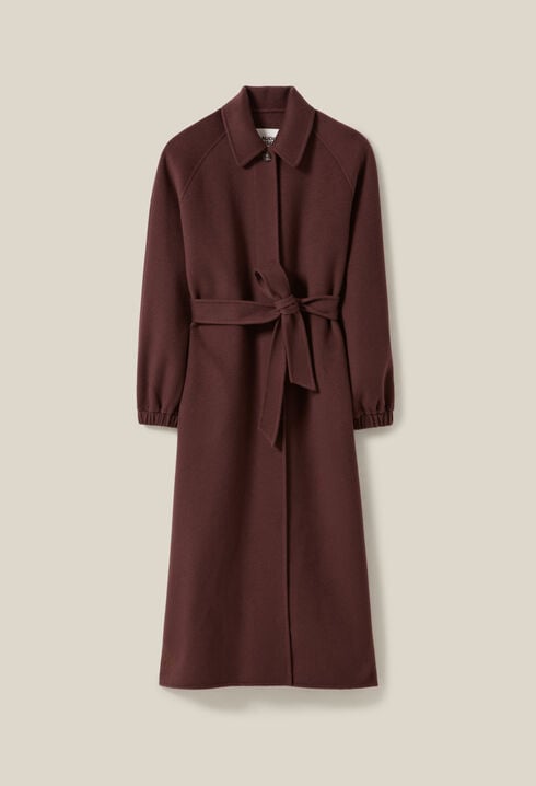 Manteau long ceinturé marron