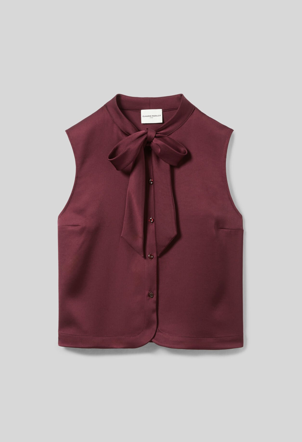 Ärmellose Satinbluse