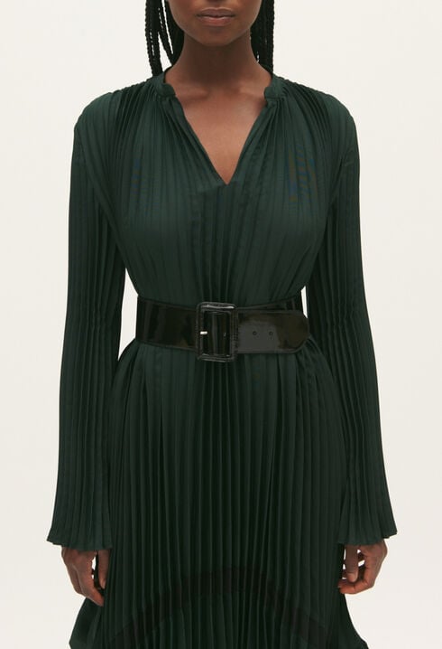 Pleated midi-length dress