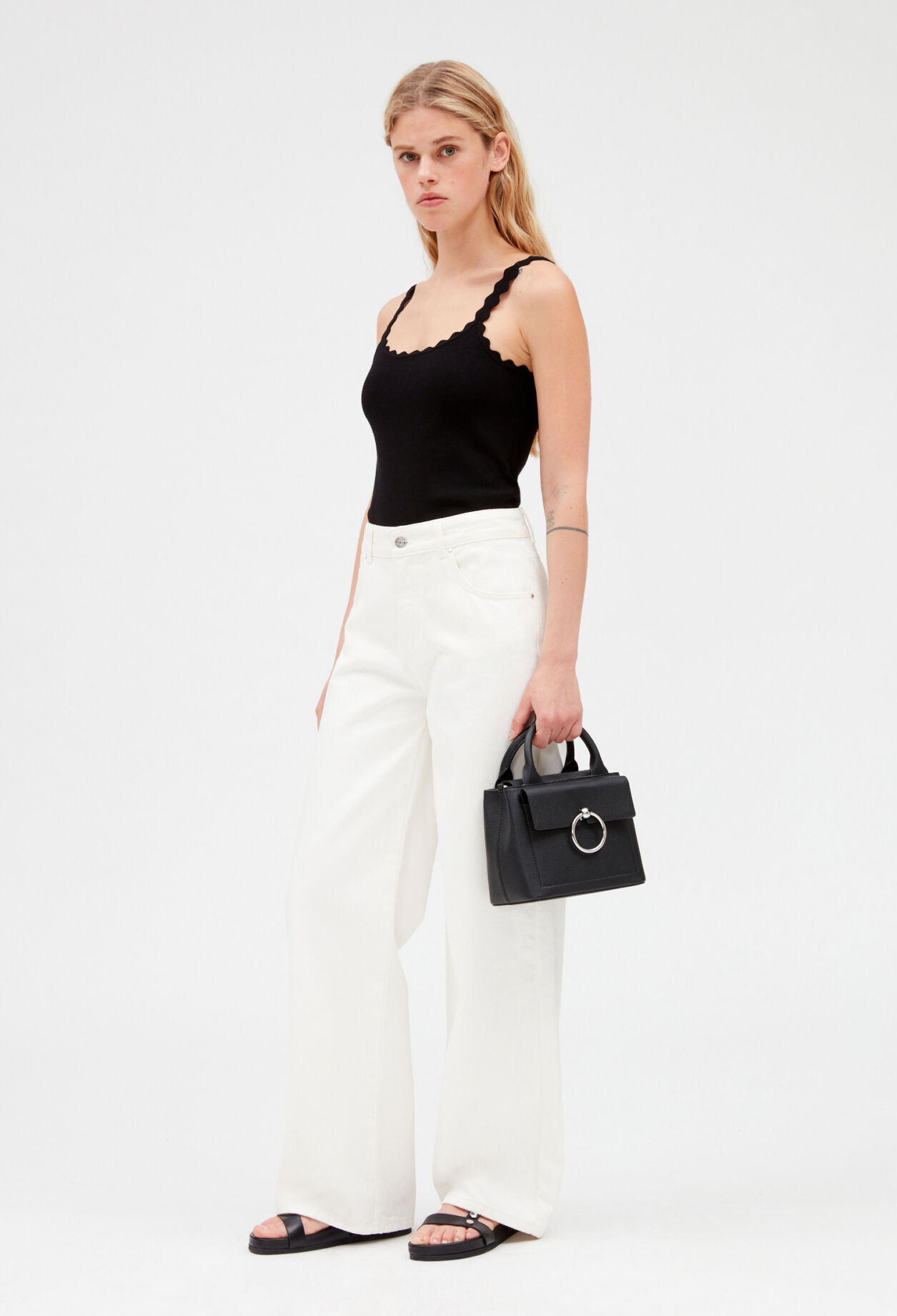 Short black knitted vest top