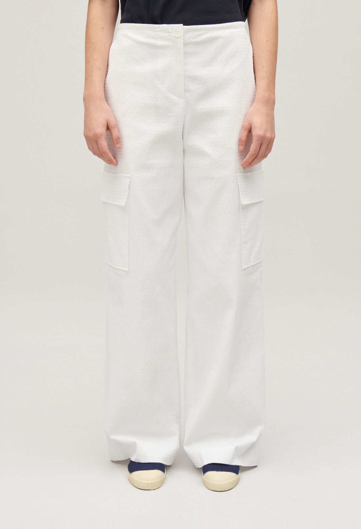 White cargo trousers