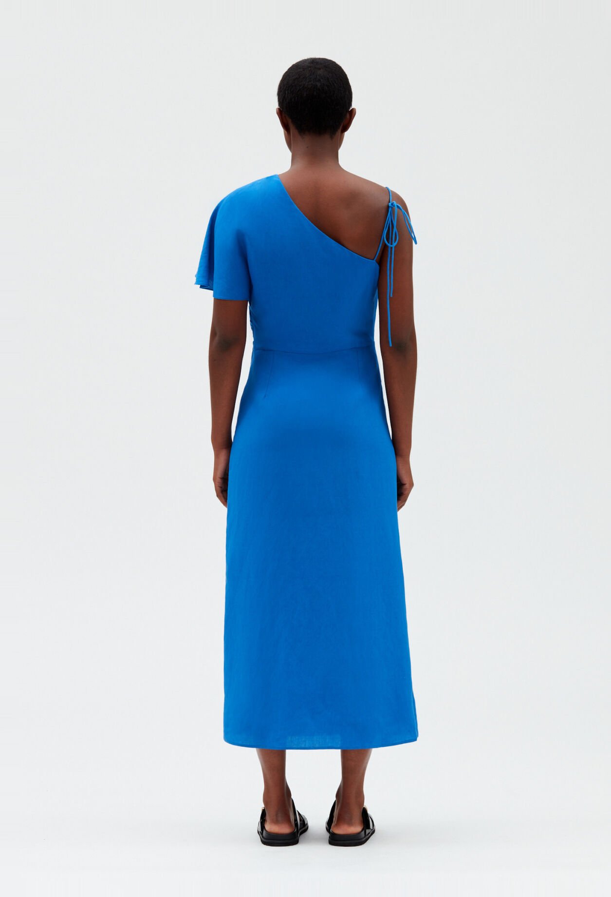 Blue asymmetric midi dress