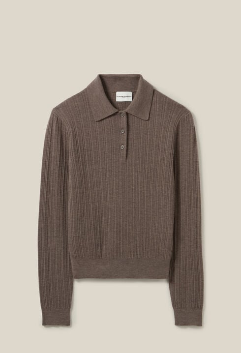 Gerippter Polopullover