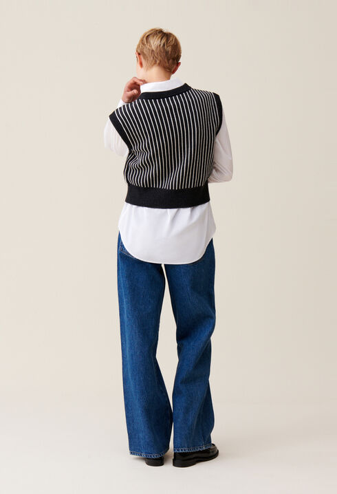 Sleeveless Striped Knit Top