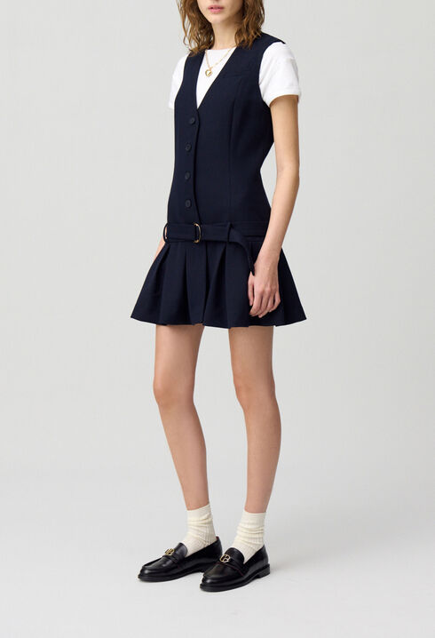 Robe courte cintr&eacute;e pliss&eacute;e