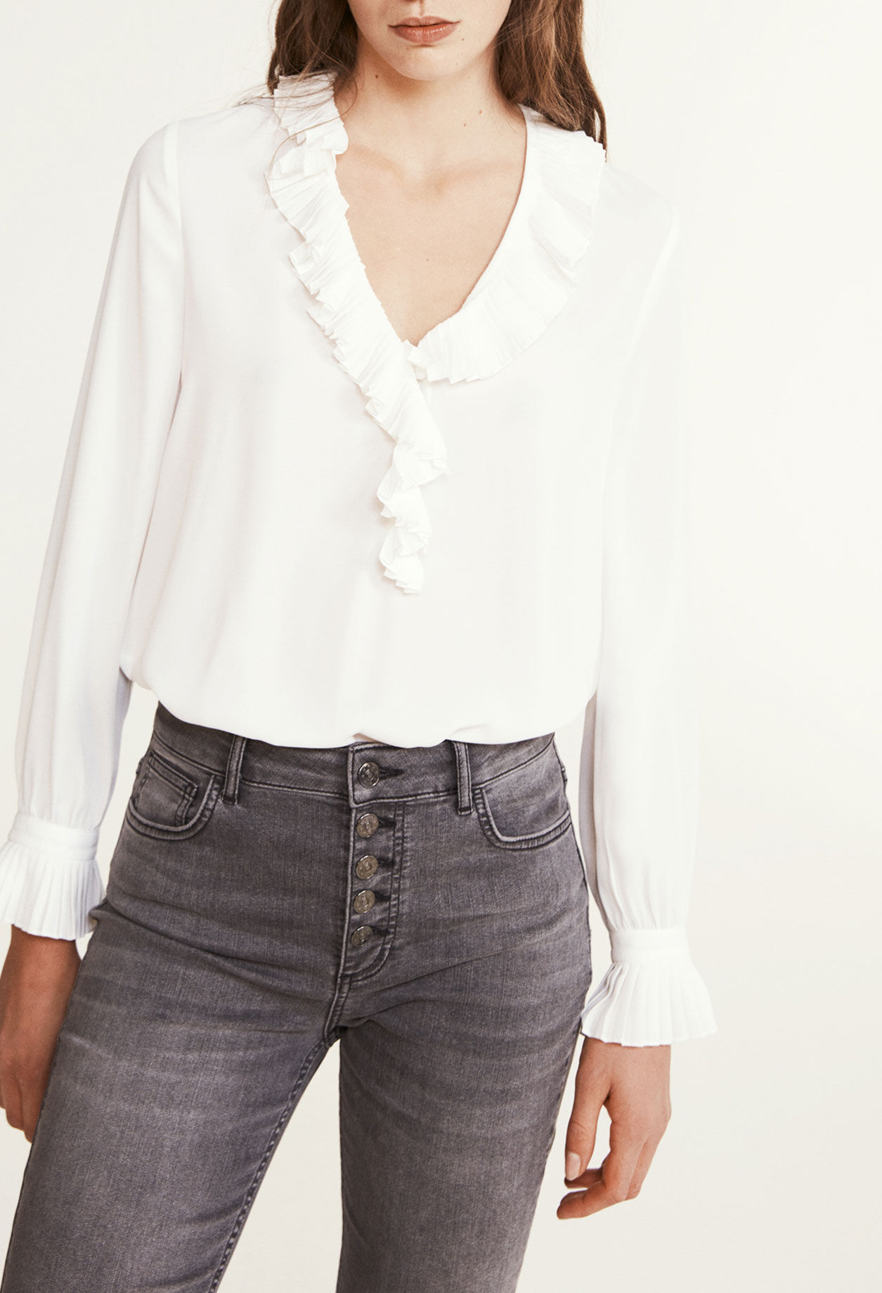 Blouse à col plissé