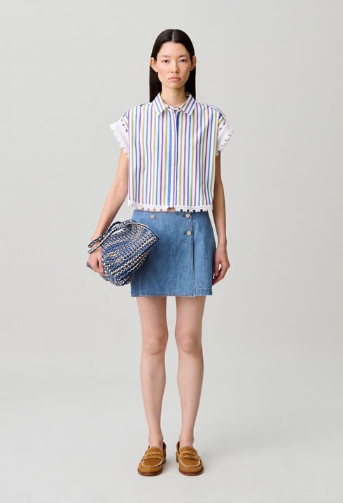 Chemise ray&eacute;e dentelle