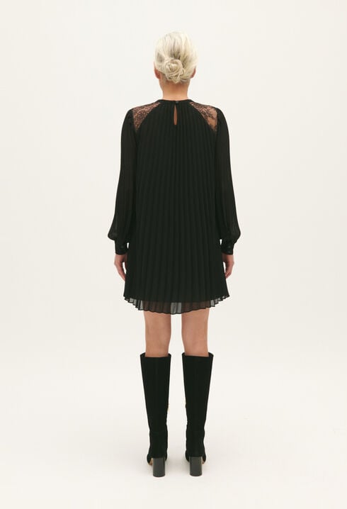Short black pleated dress