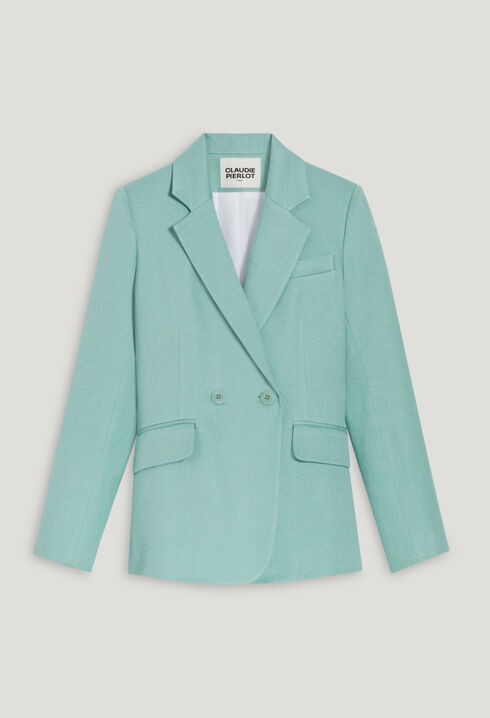 Veste tailleur lin mélangé vert d'eau