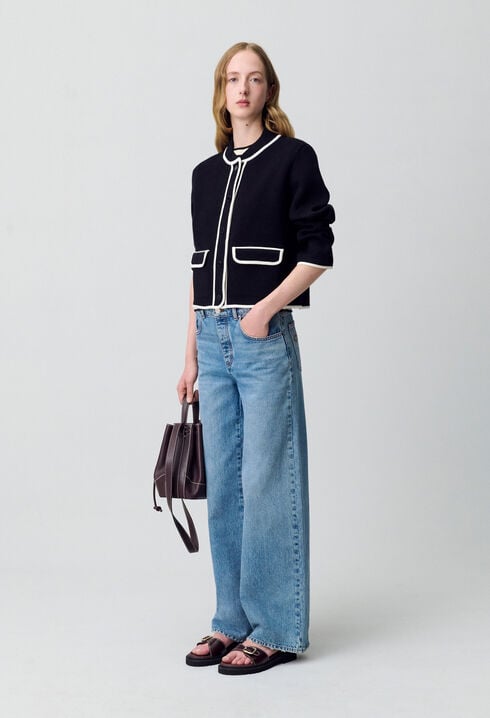 Cardigan épais bicolore