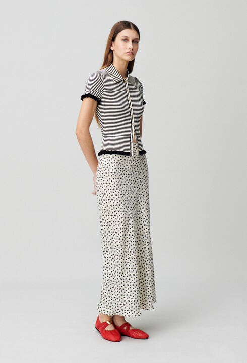 Top polo rayures boutonné
