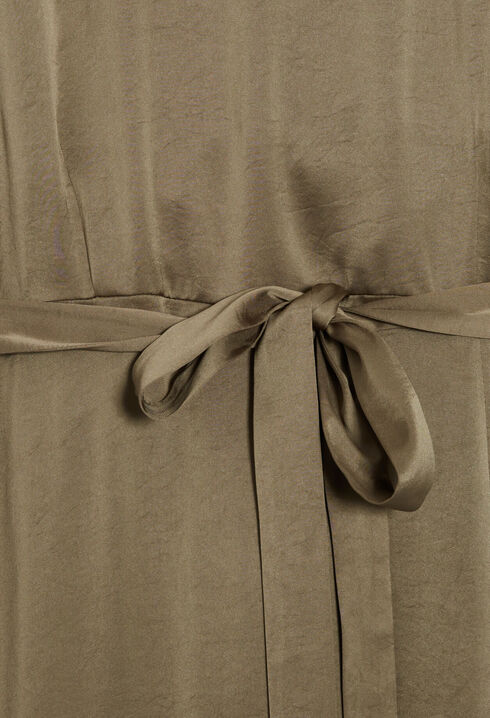 Satiny khaki midi dress