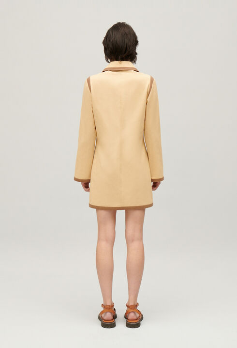 Kurzes Schn&uuml;rkleid Beige