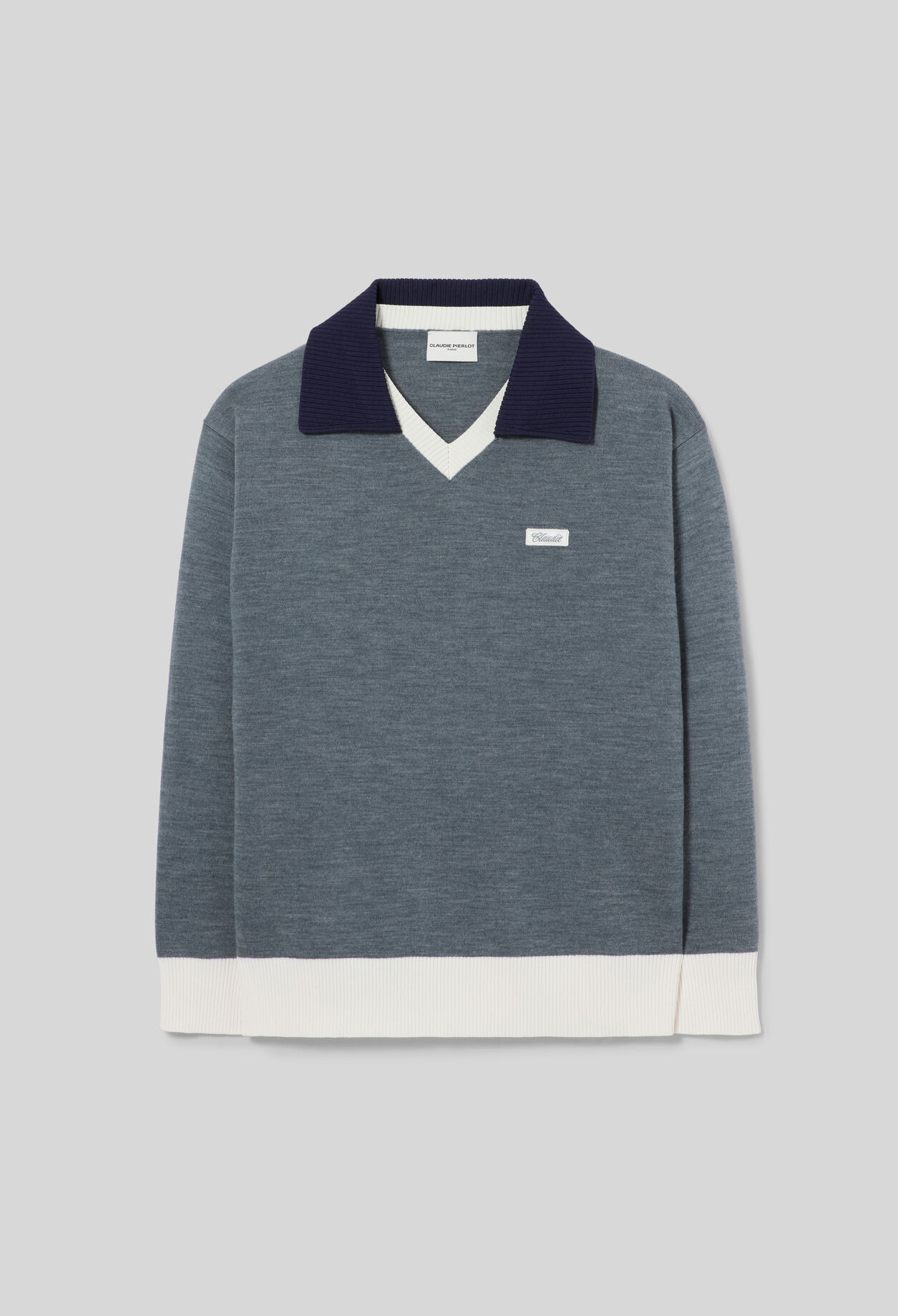 Pullover mit Kontrast-Doppelkragen