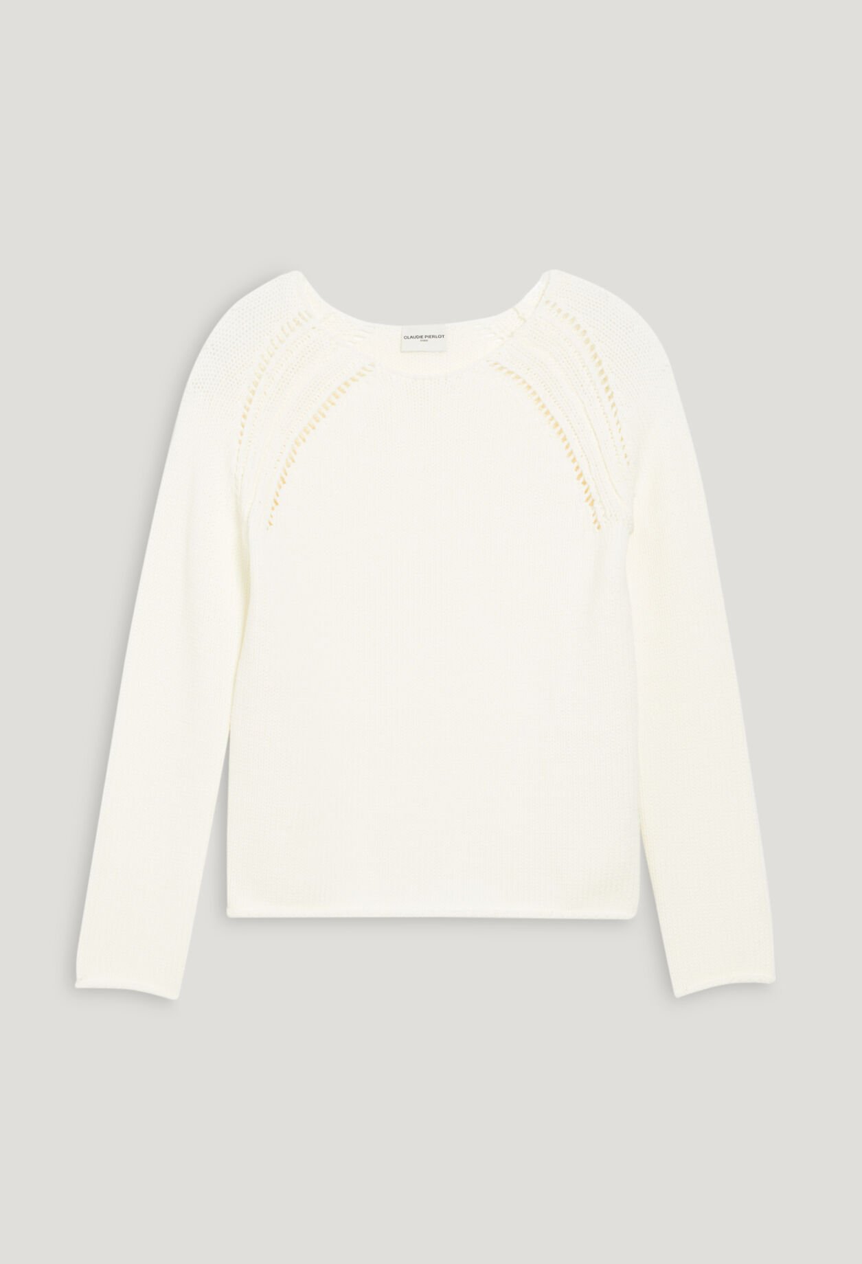 Ecru knitted jumper with embroidery