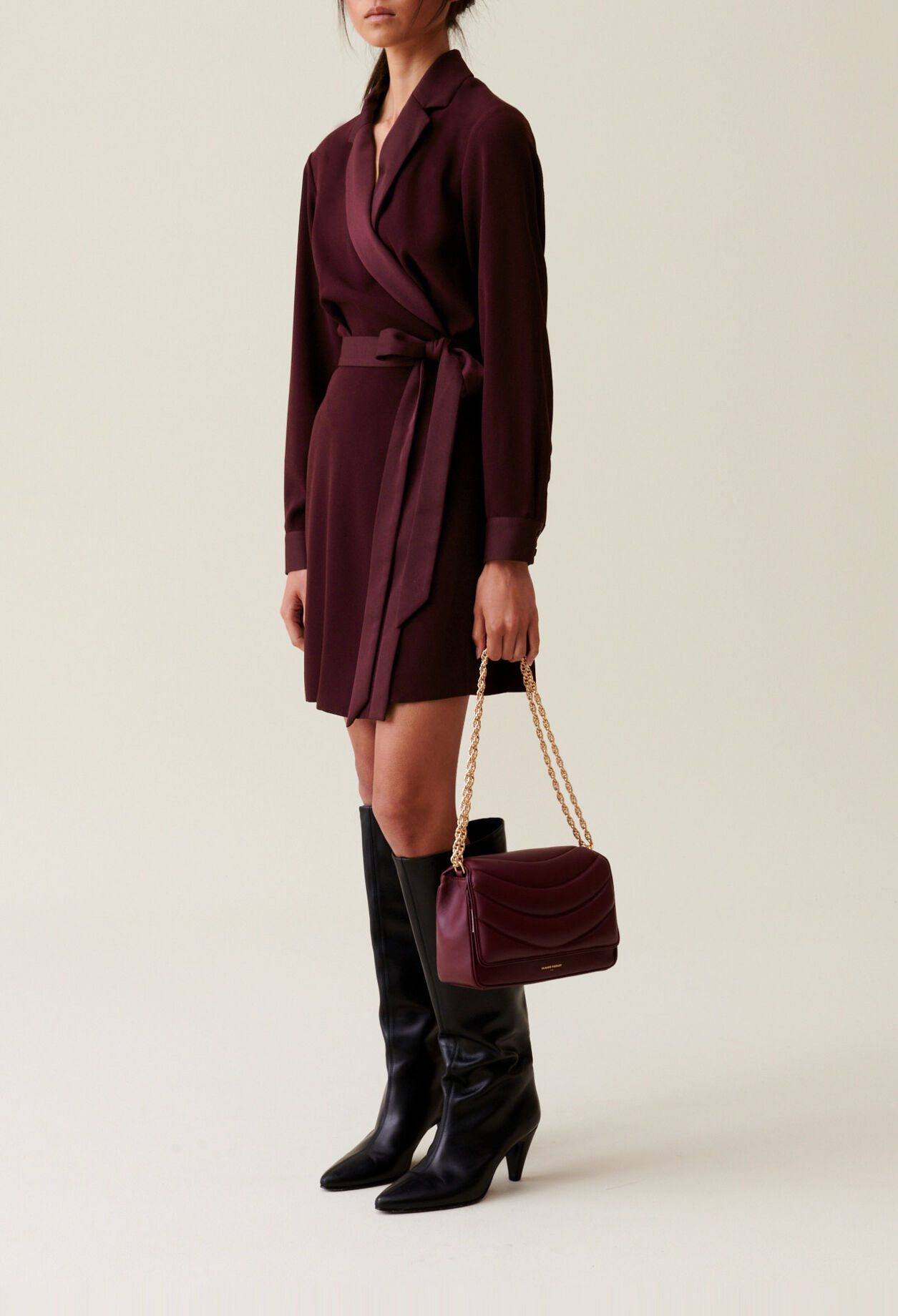Wrap Dress with Lapel Collar