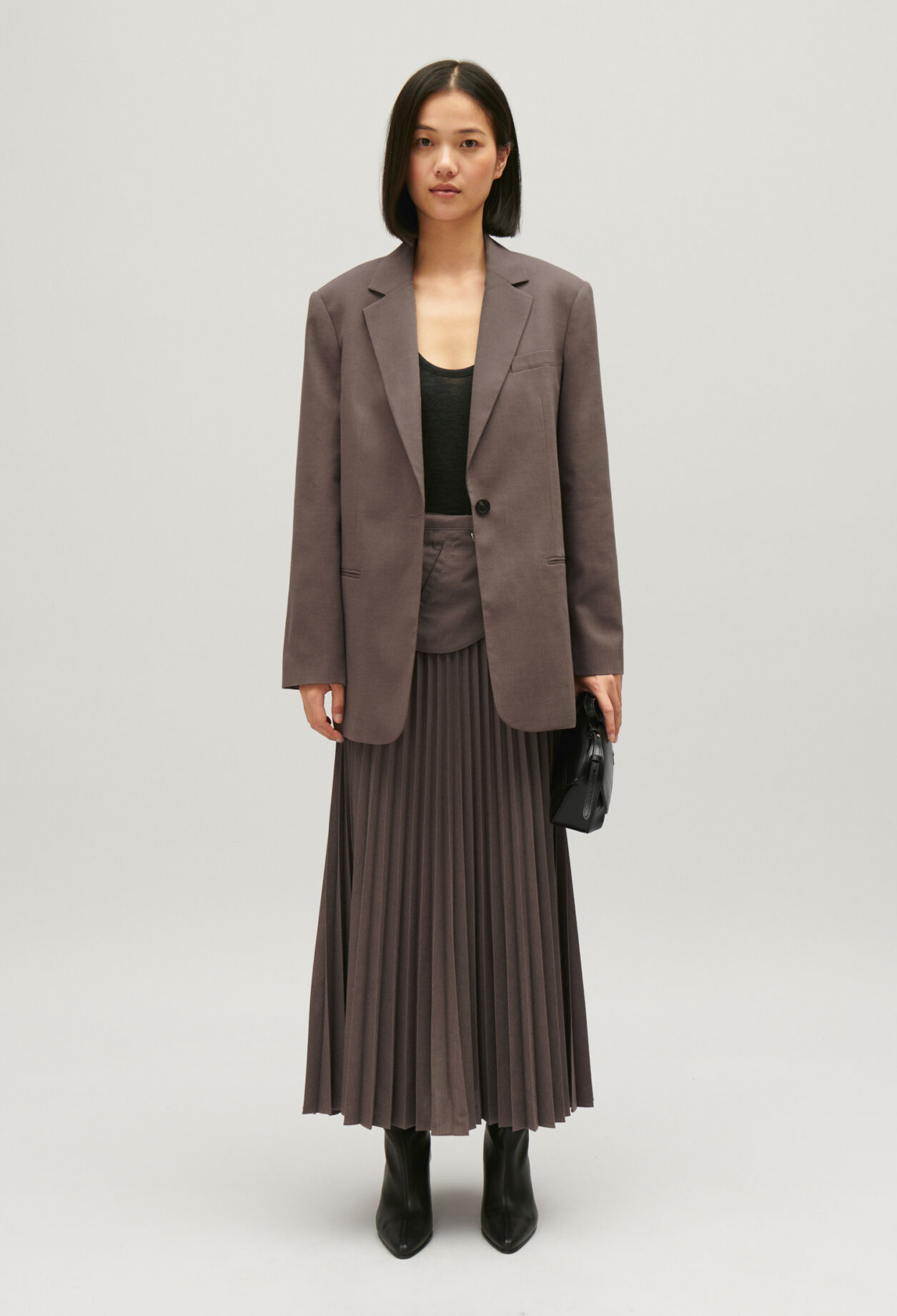 Jupe midi plissée marron glacé