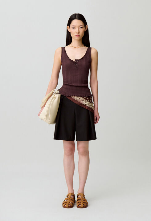 Débardeur maille pointelle volant