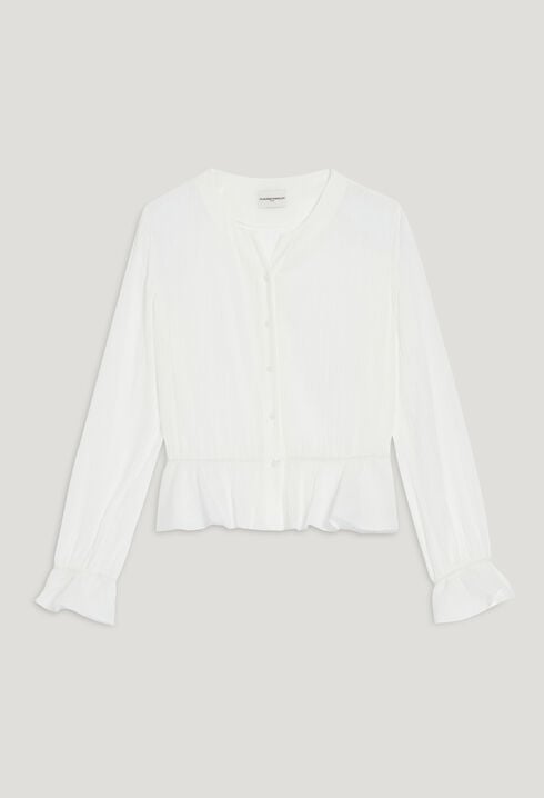 Ruffled cream basque shirt