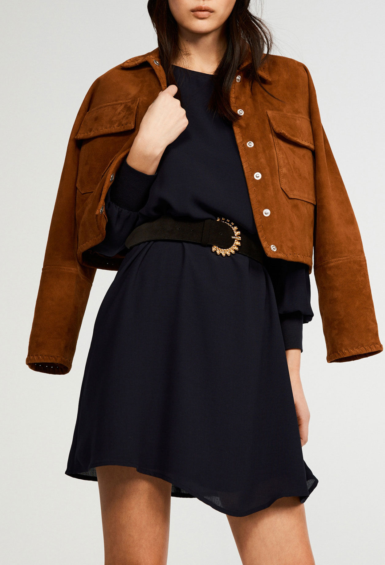 Robe droite ceinturée