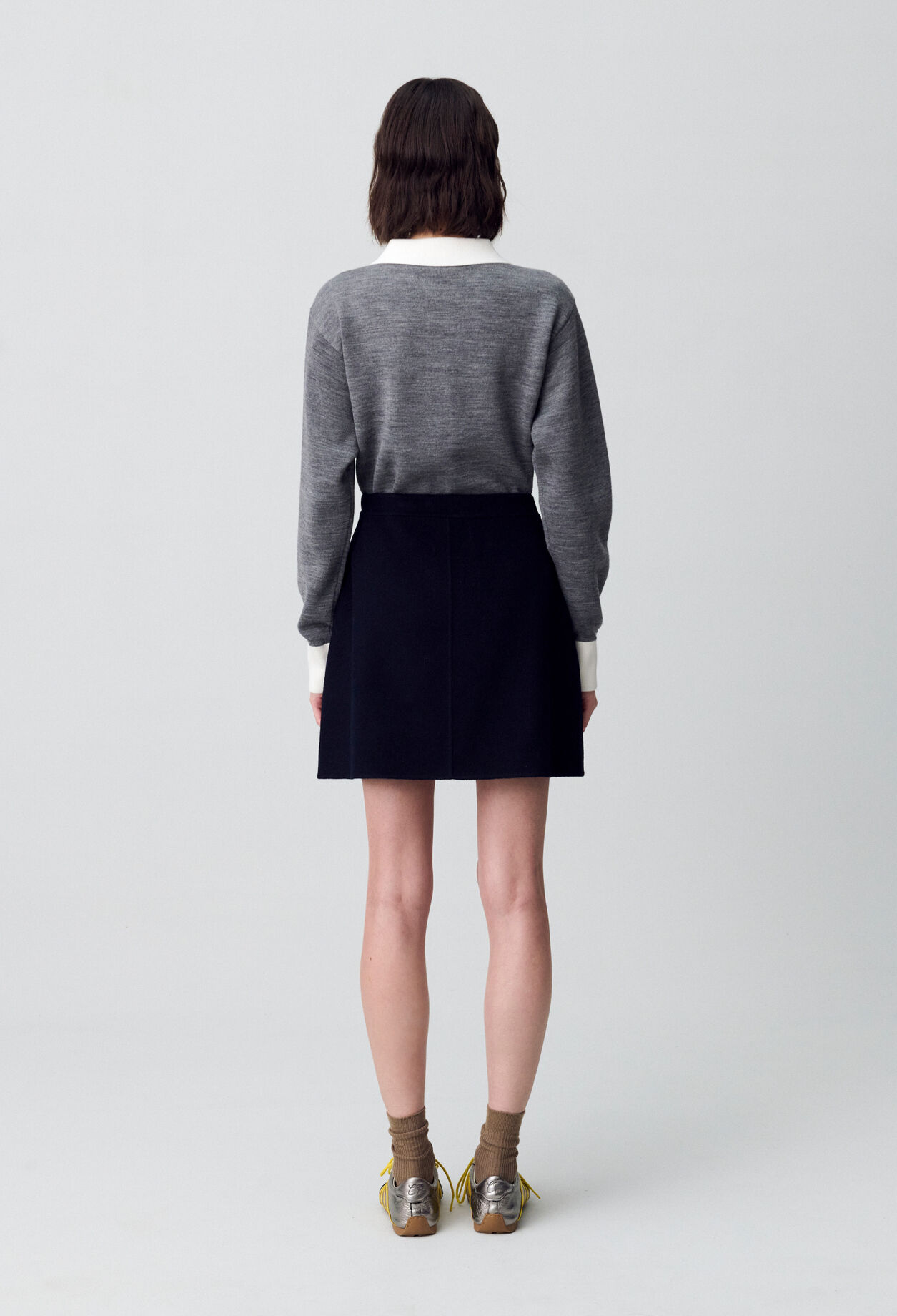 Short Straight Wool Skirt