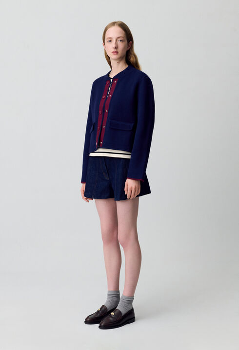 Cardigan épais bicolore