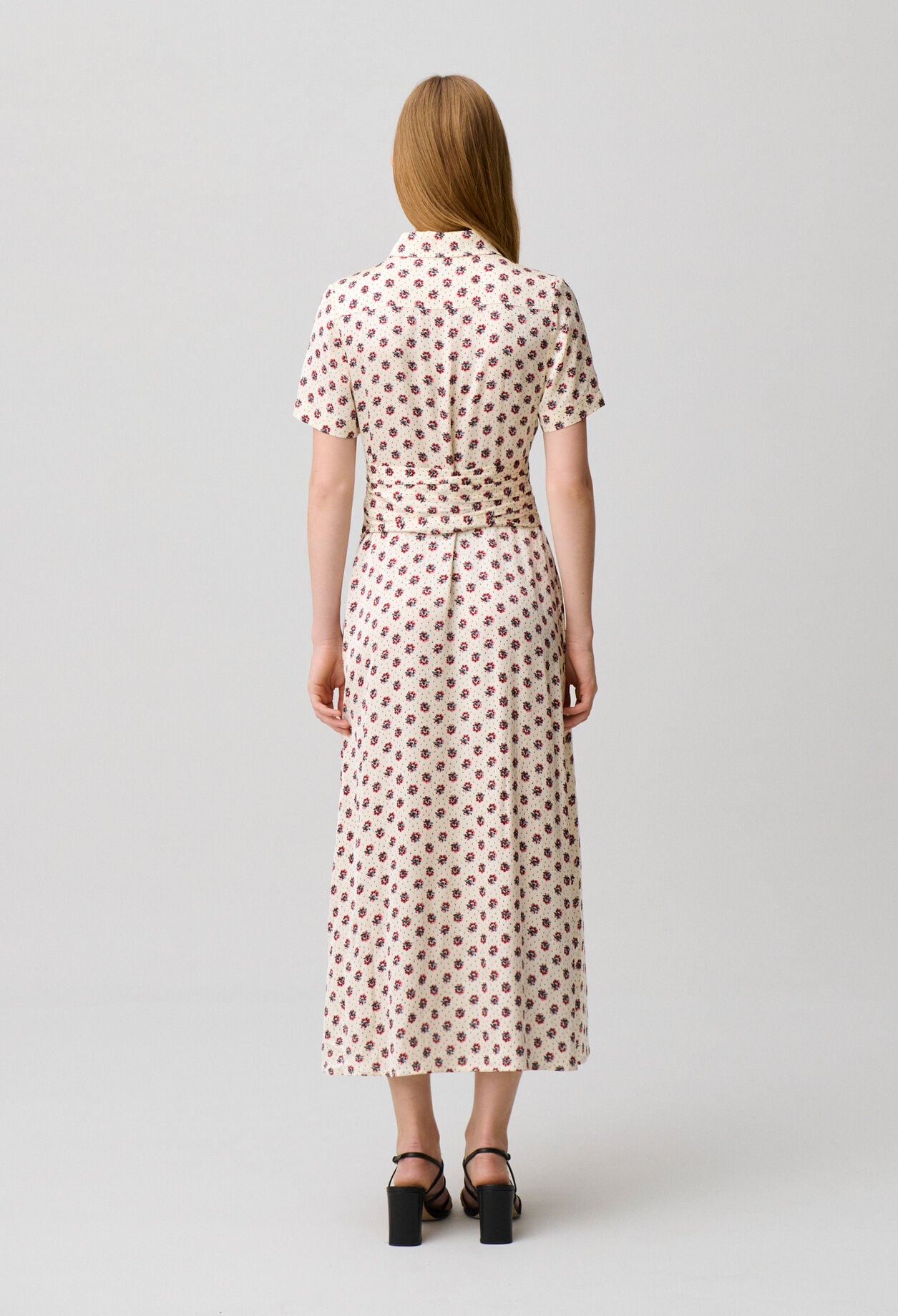 Robe satin imprim&eacute; fleuri