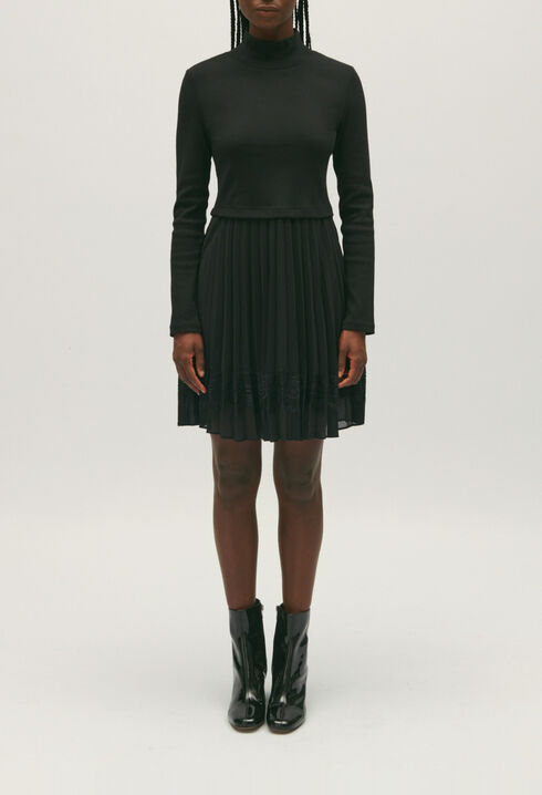 Kurzes plissiertes Kleid Twist schwarz 