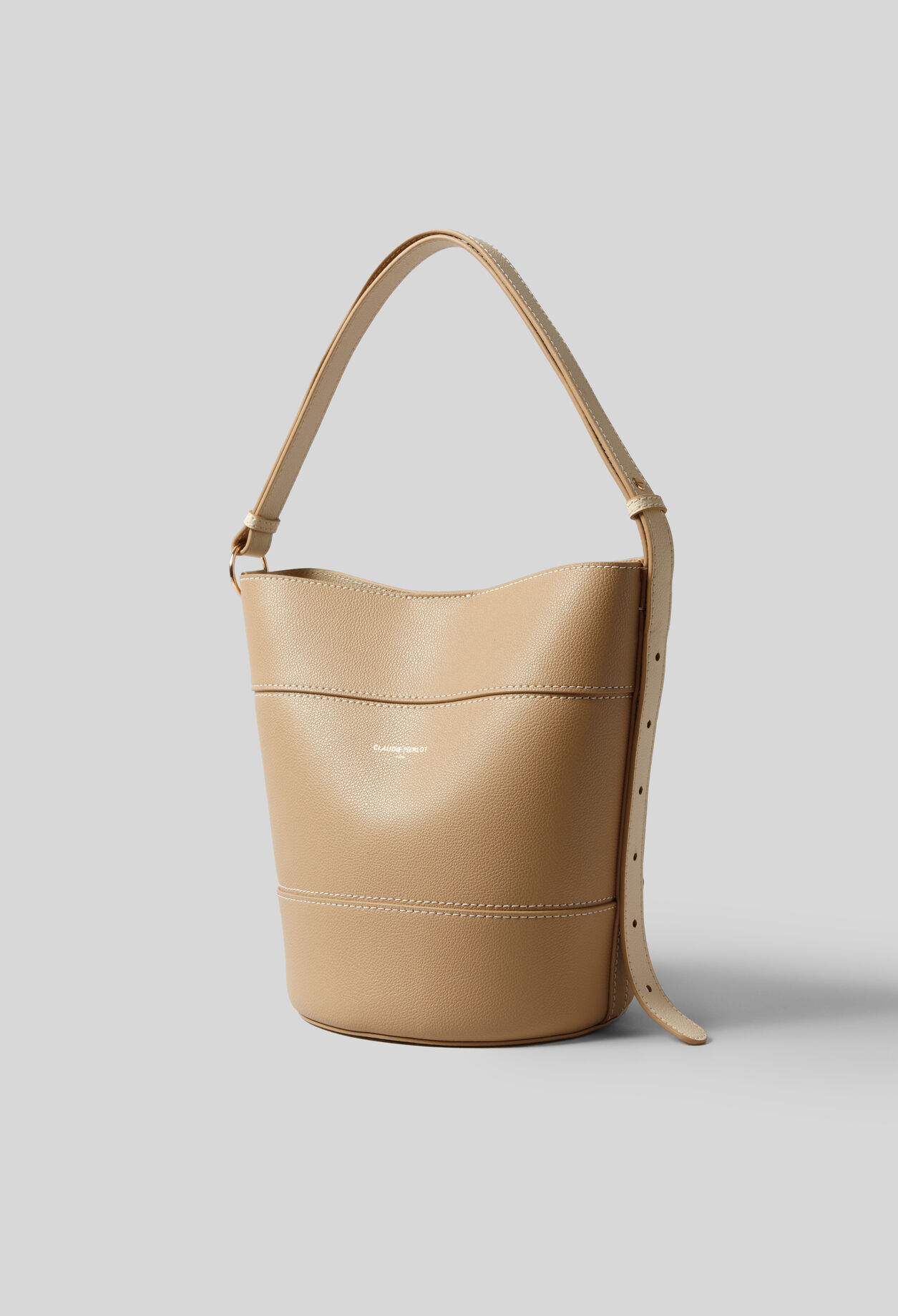 Grained leather bucket bag