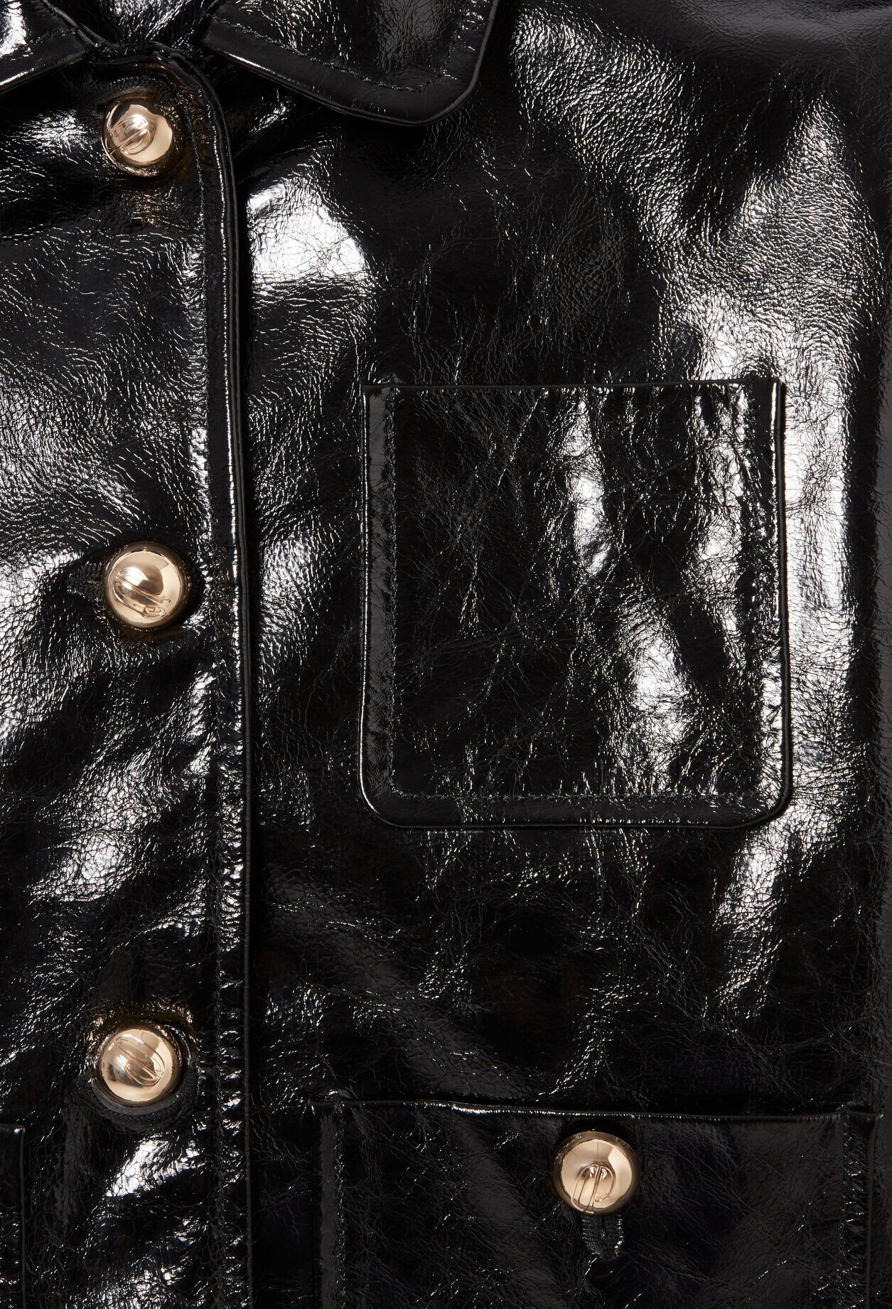 Aged patent leather jacket