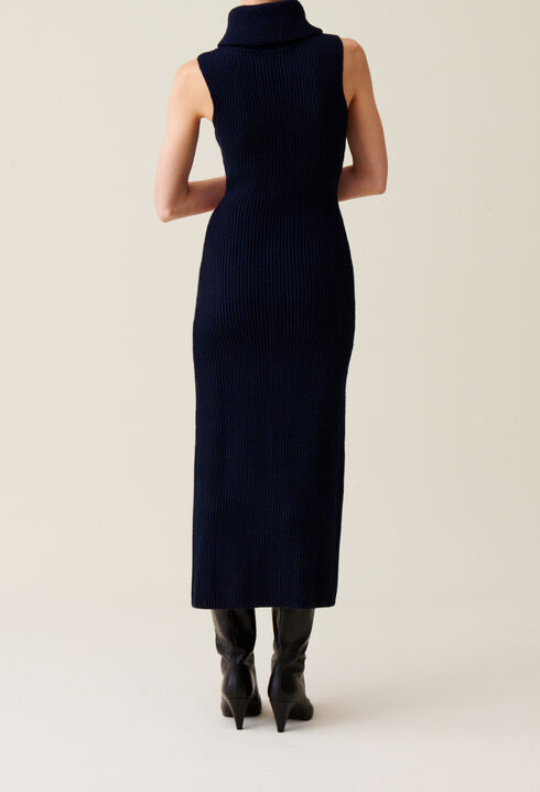 High Neck Zip Knit Dress