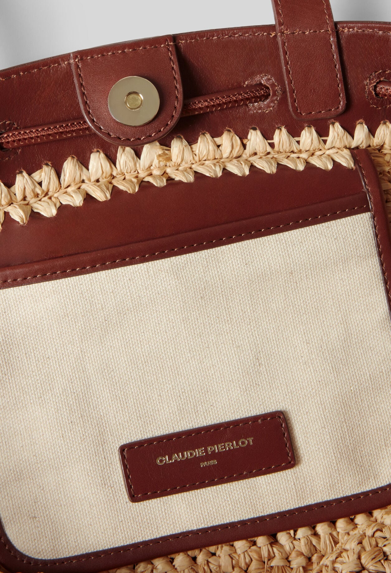 Panier raphia cuir