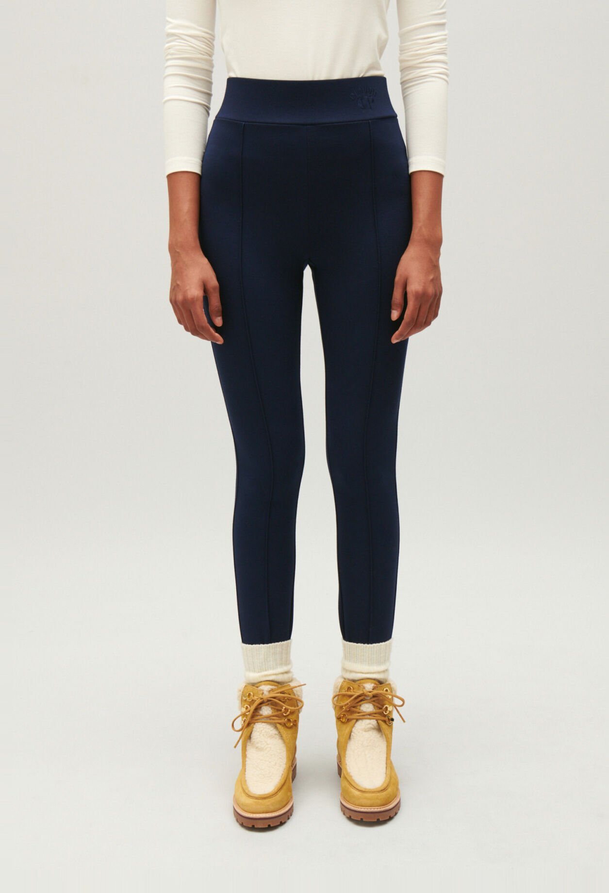 Navy knitted fuseau leggings