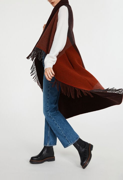 Wool burgundy poncho