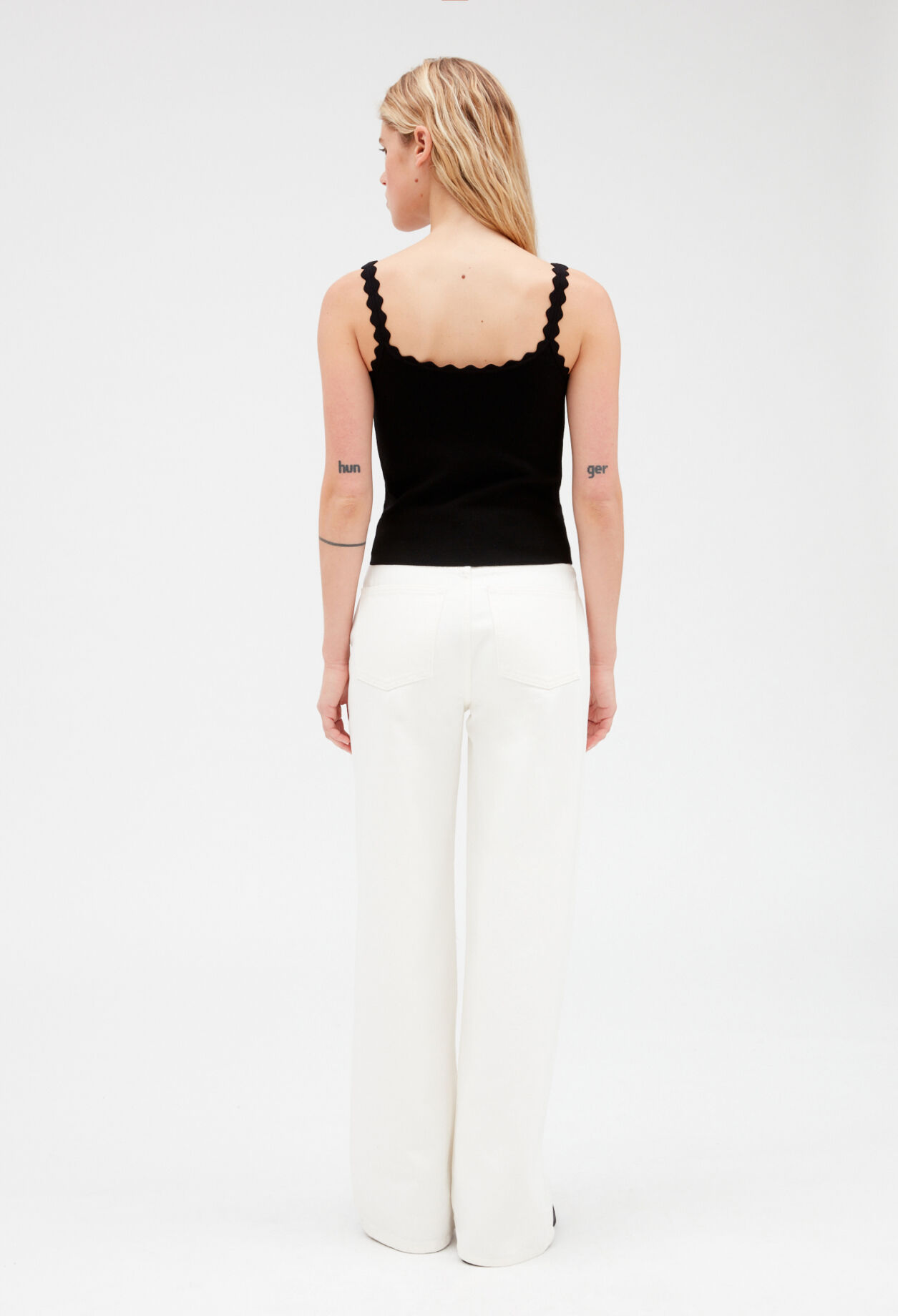 Short black knitted vest top