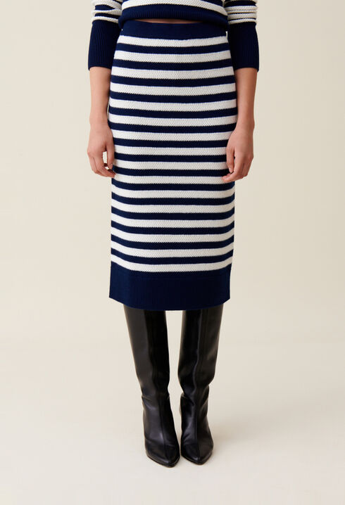 Striped knit sailor skirt