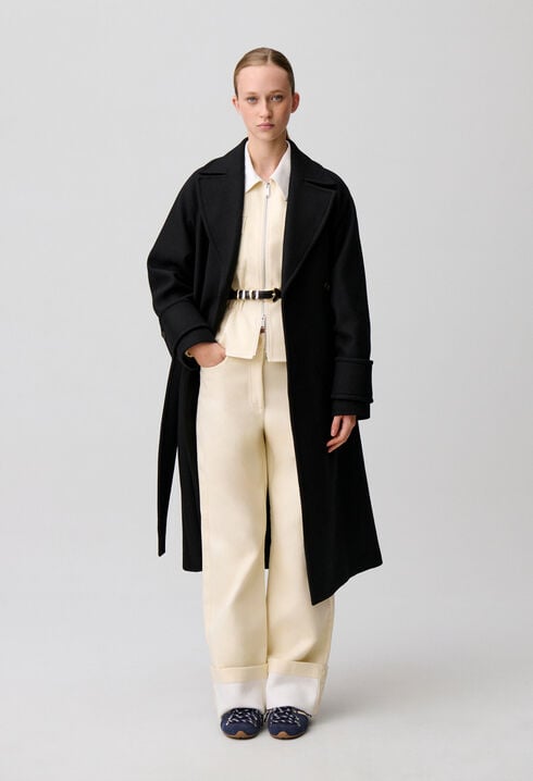 Mid-length wool blend coat
