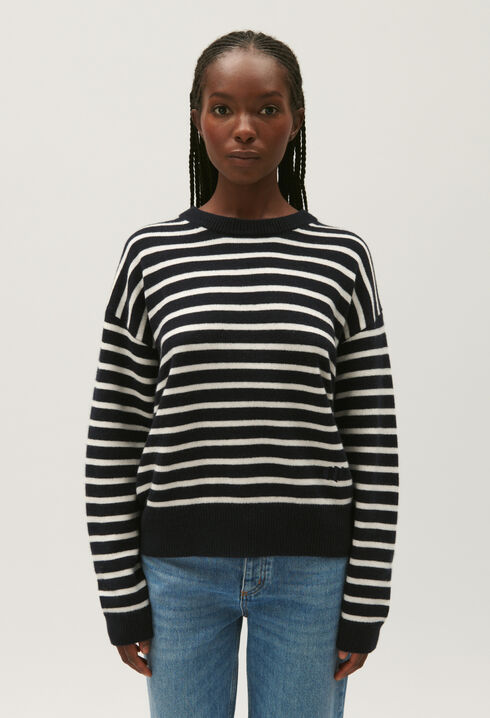 Two-tone stripy cashmere jumper