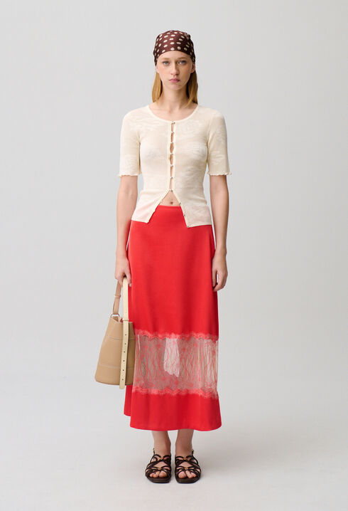 Satin lace skirt
